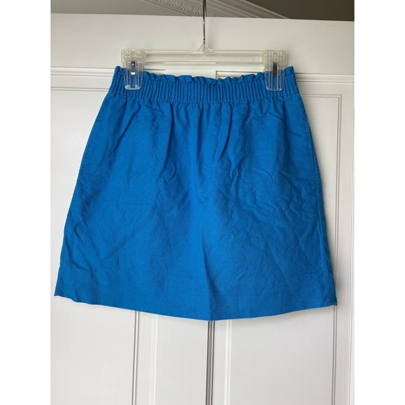 J.Crew Dresses & Skirts - J.Crew Mini Skirt Size 2 Blue Linen Cotton Paperbag Waist Pockets 41575